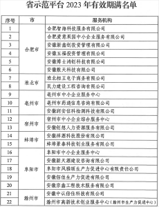 2023年度安徽省中幼企业公共服务示范平台组织推荐